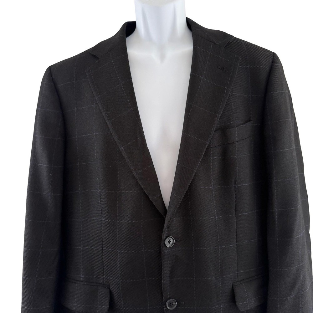 Brooks Brothers 346 Blazer Mens 41R Gray Windowpane Wool Two‎ Button Sport Coat